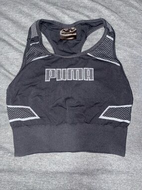 Puma Black Seamless Performance Sports Bra with Subtle Logo